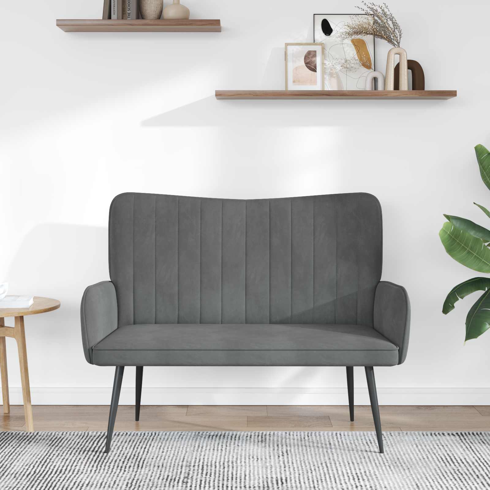 2-Sitzer Sofa Dunkelgrau 115 x 61 x 87 cm Samt (V)