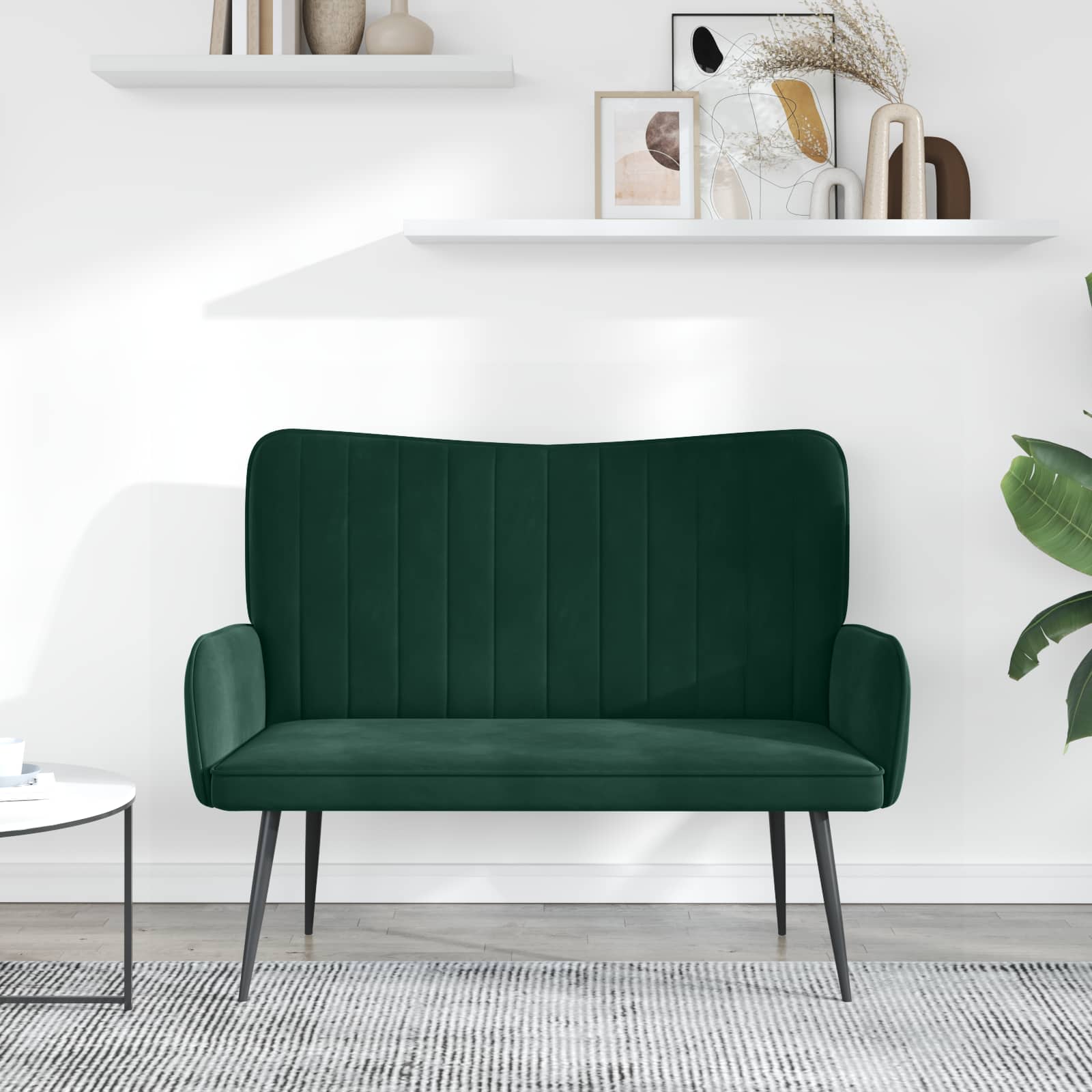 2-Sitzer Sofa Dunkelgrün 115 x 61 x 87 cm Samt (V)