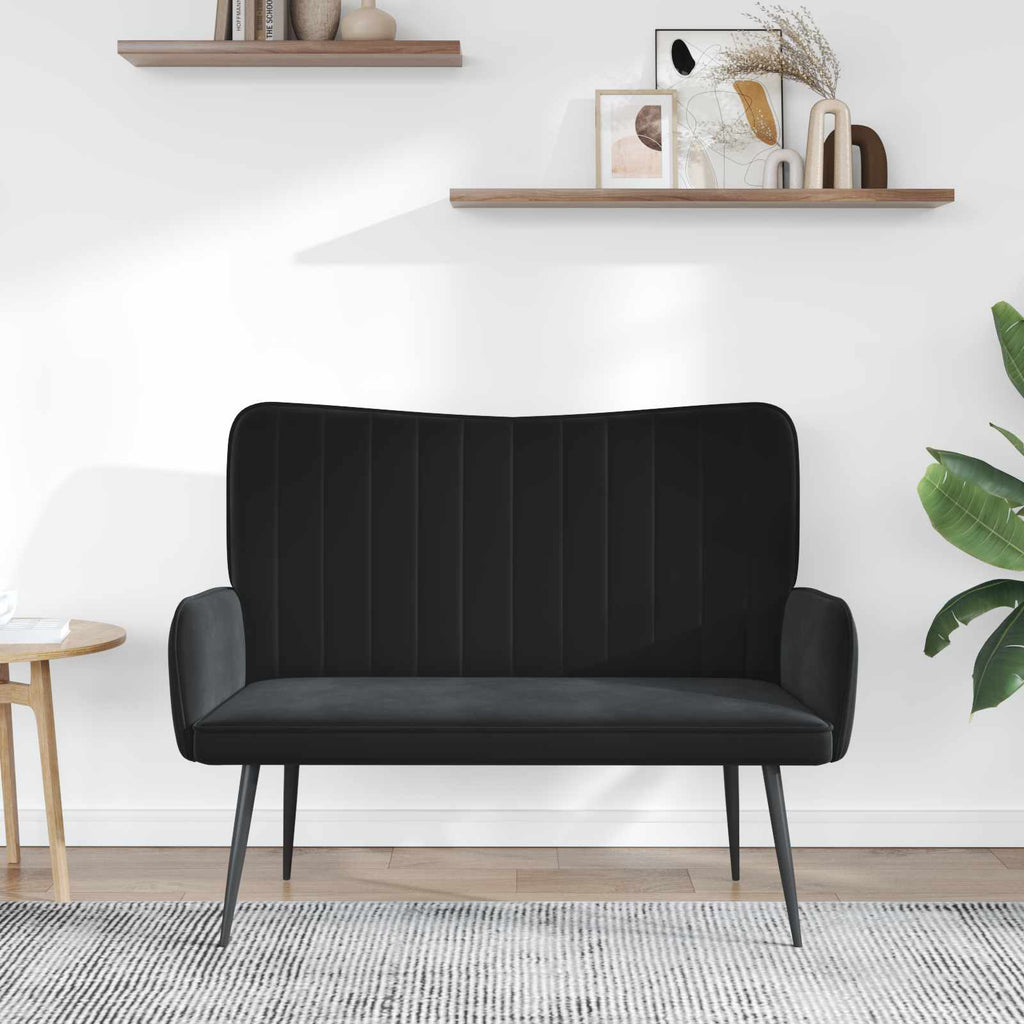2-Sitzer Sofa Schwarz 115 x 61 x 87 cm Samt (V)