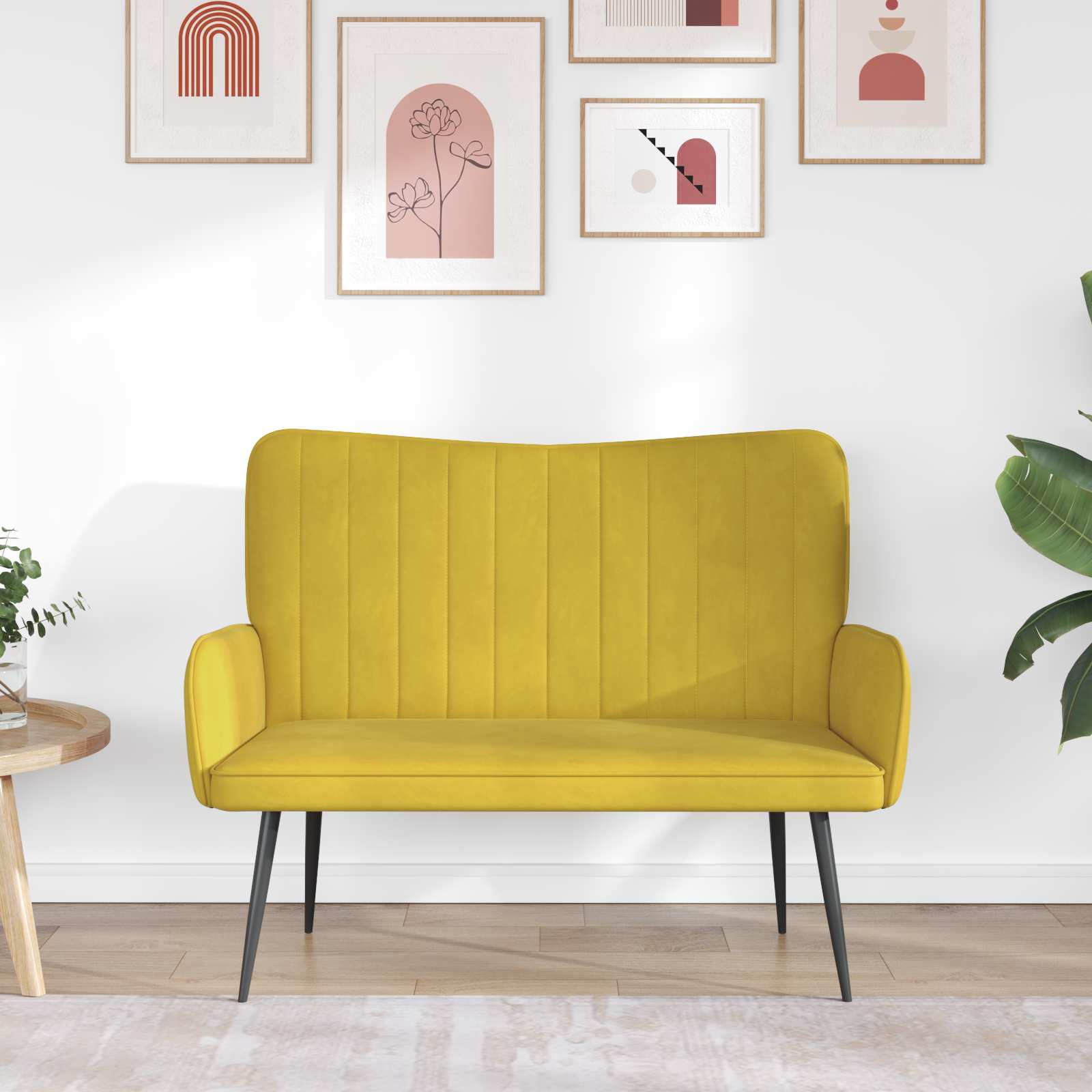 2-Sitzer Sofa Gelb 115 x 61 x 87 cm Samt (V)