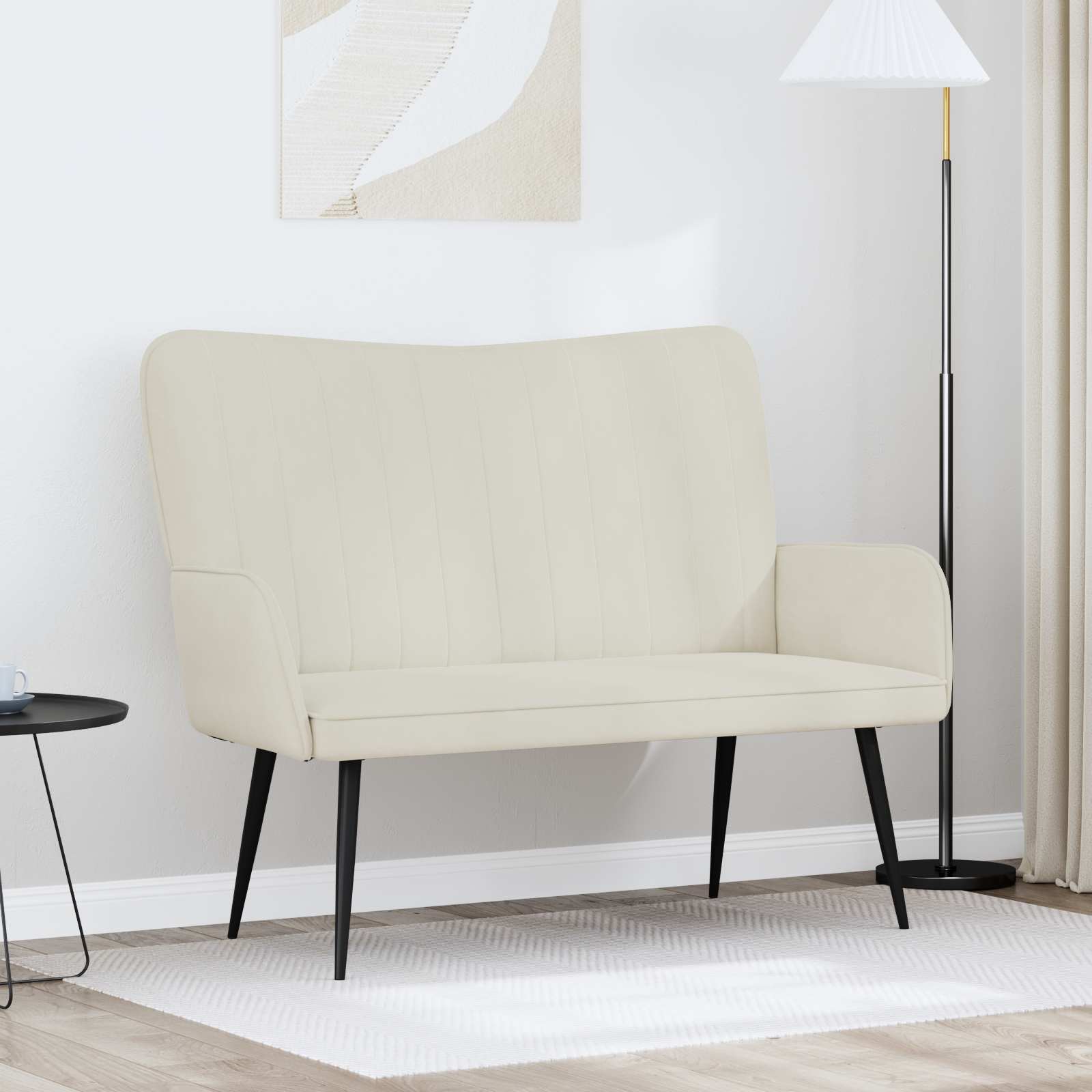 2-Sitzer Sofa Creme 115 x 61 x 87 cm Samt (V)