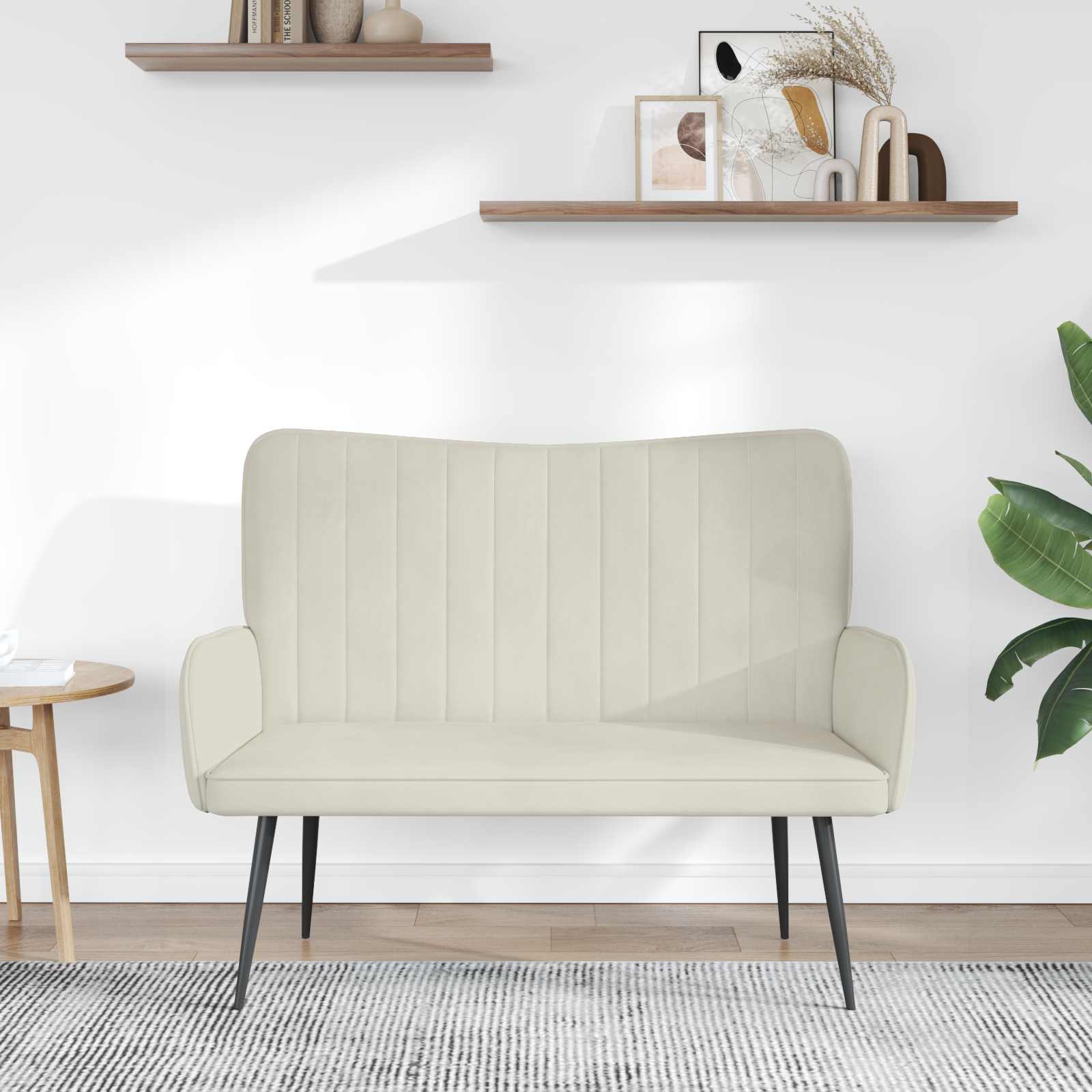 2-Sitzer Sofa Creme 115 x 61 x 87 cm Samt (V)