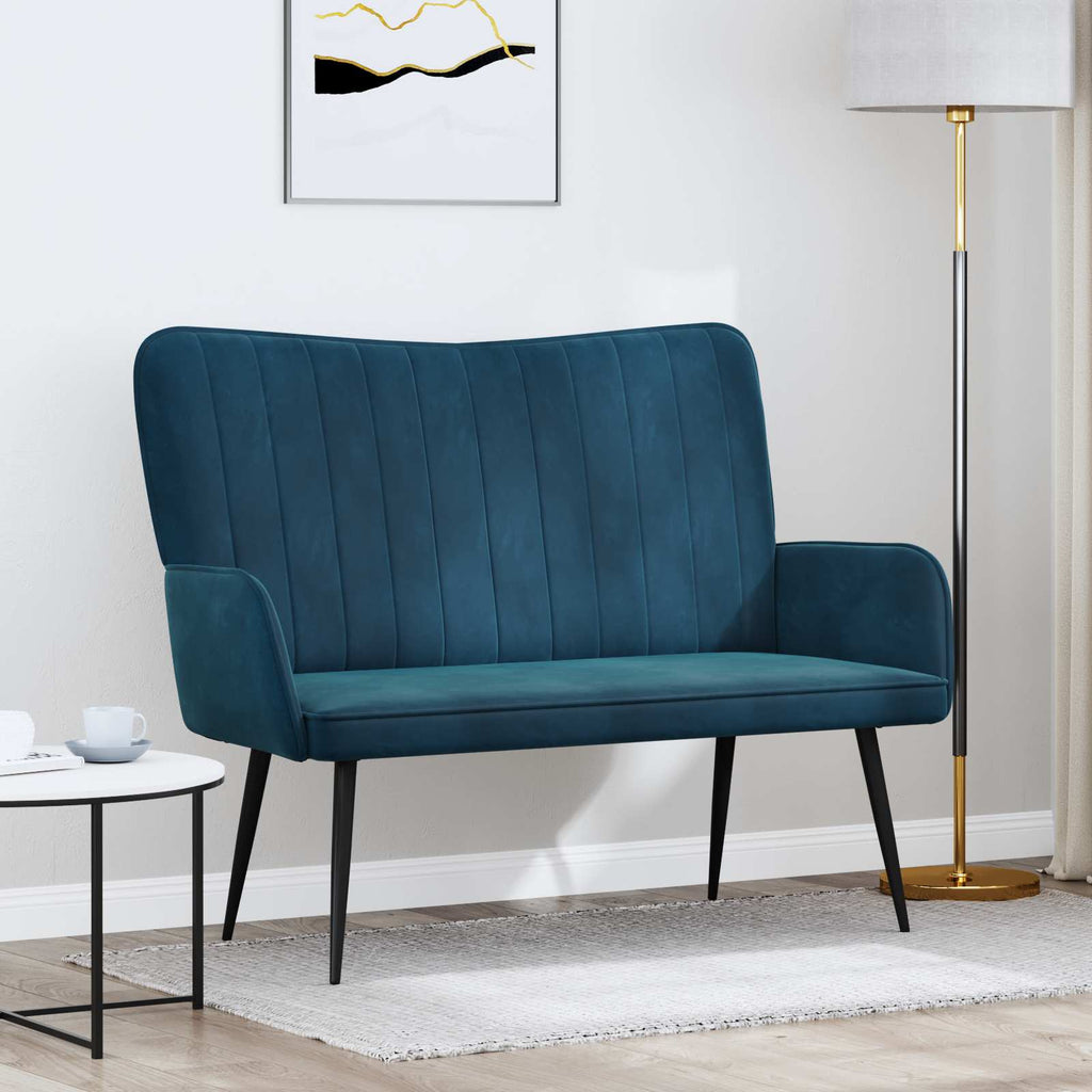 2-Sitzer Sofa Blau 115 x 61 x 87 cm Samt (V)