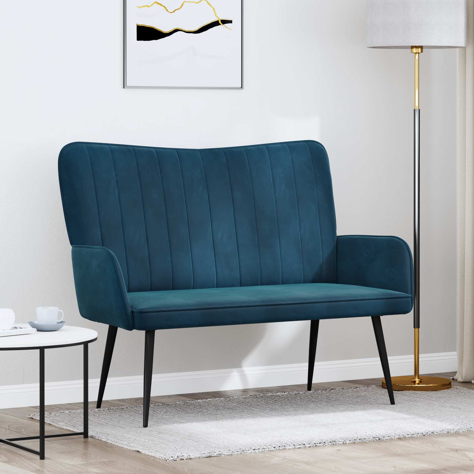 2-Sitzer Sofa Blau 115 x 61 x 87 cm Samt (V)