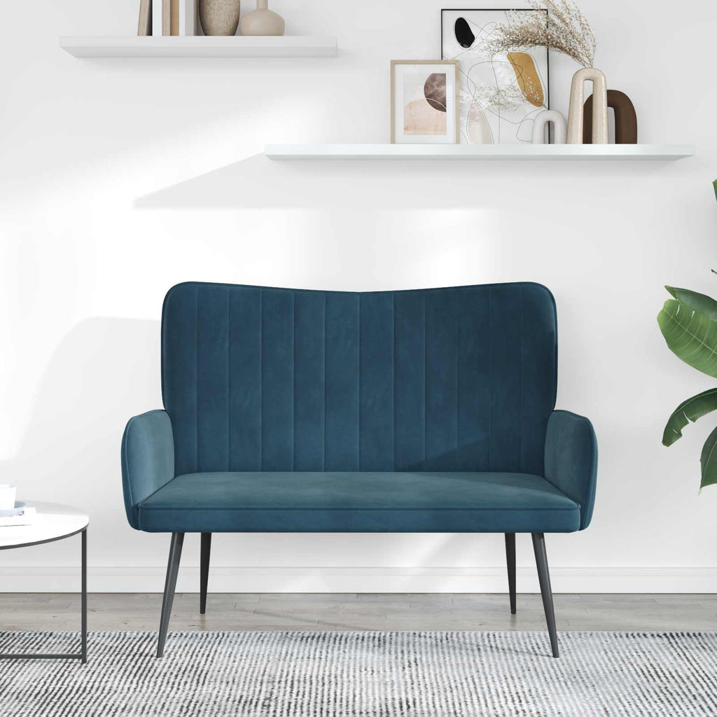 2-Sitzer Sofa Blau 115 x 61 x 87 cm Samt (V)