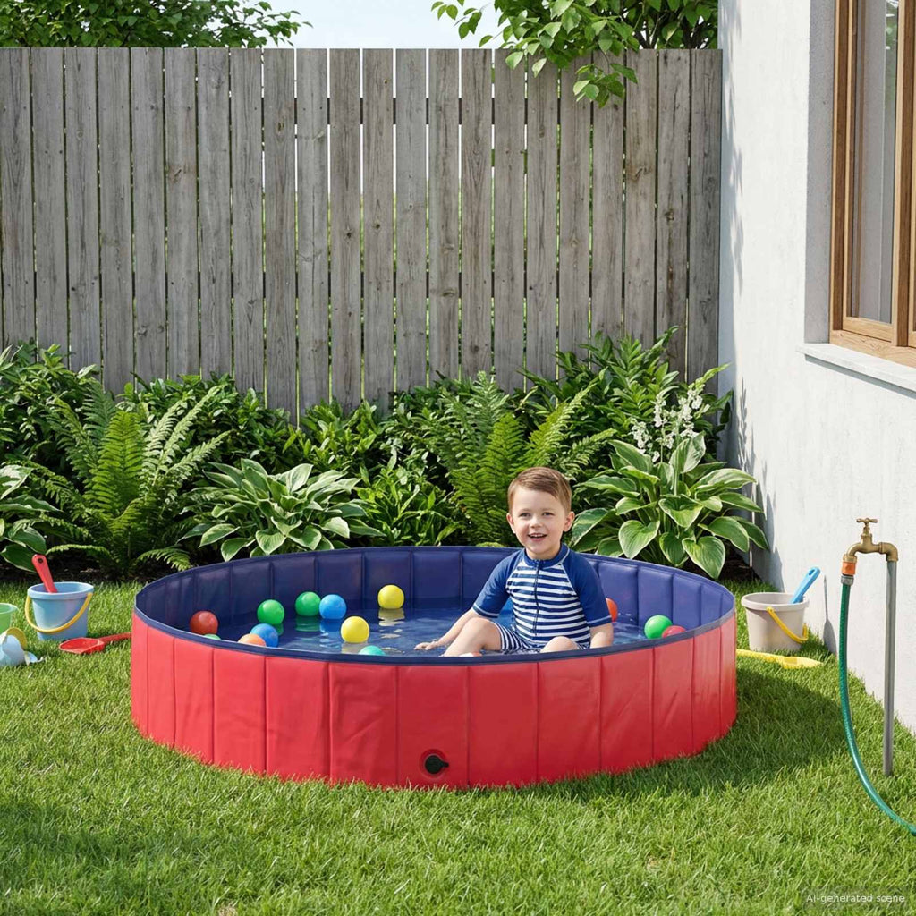Kinder Schwimmbecken Rot und Blau Ø 160 x 30 cm