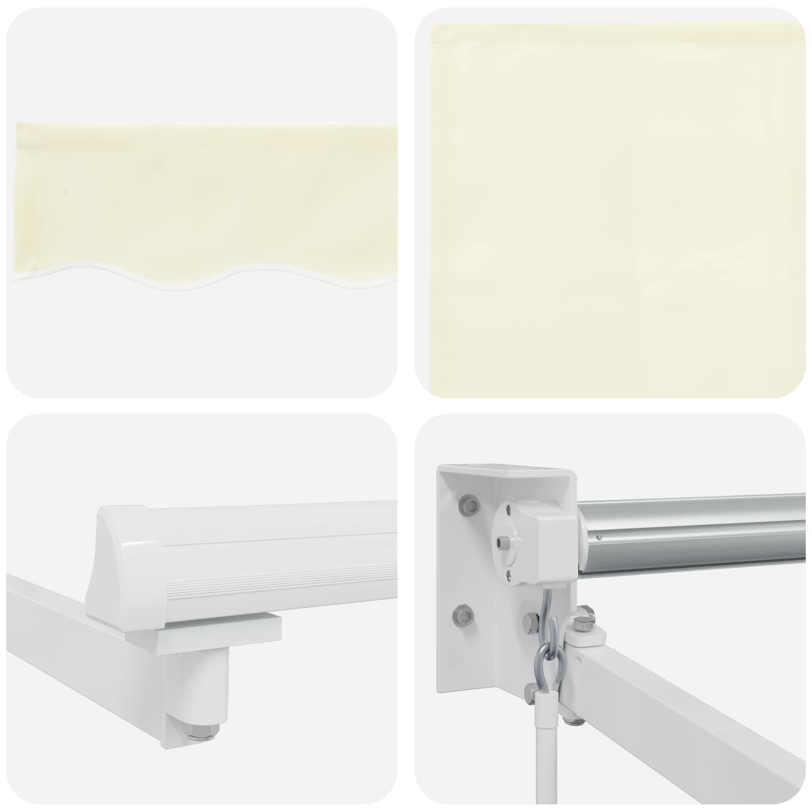 Ausziehbare Markise Creme 4 x 2 m 100% Polyester und Aluminium