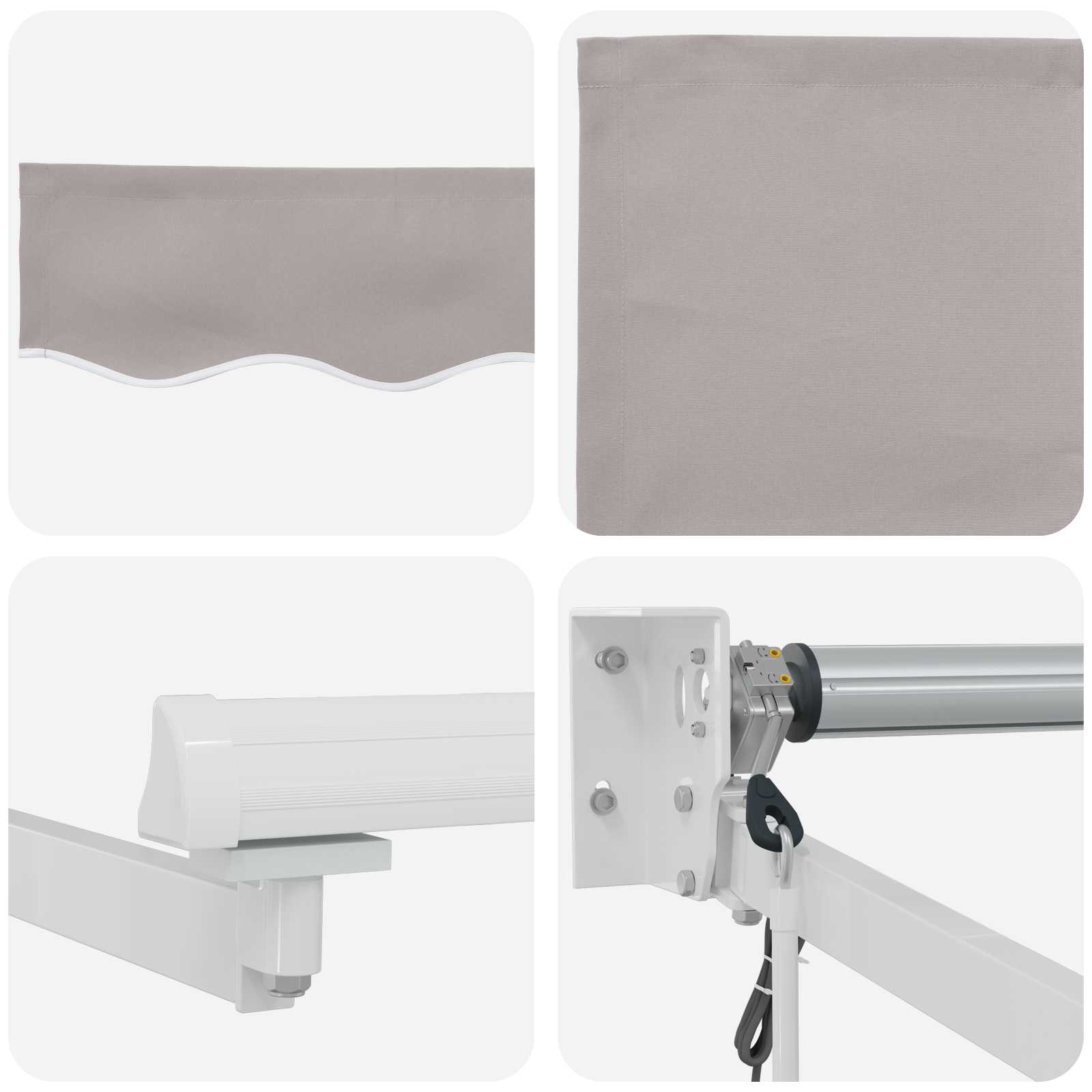 Markise Hellgrau 2,5 x 2 m Polyester und Metall