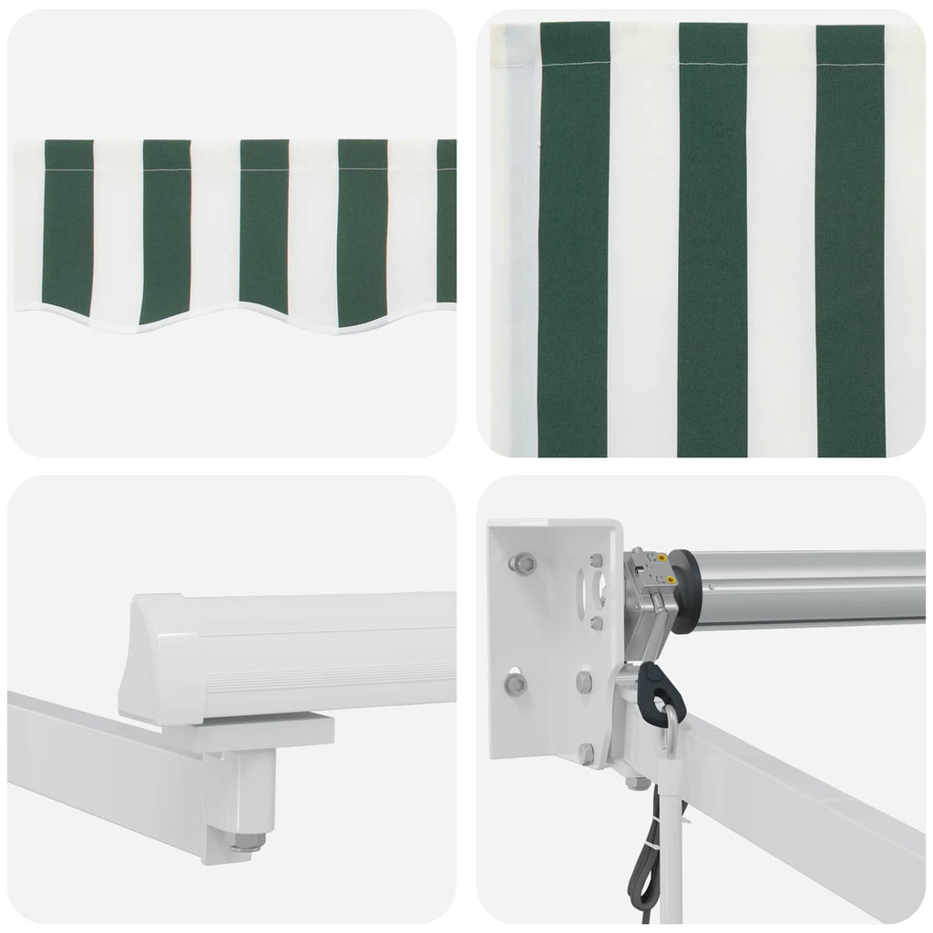 Markise Grün und Weiß 3 x 2 m Polyester und Metall