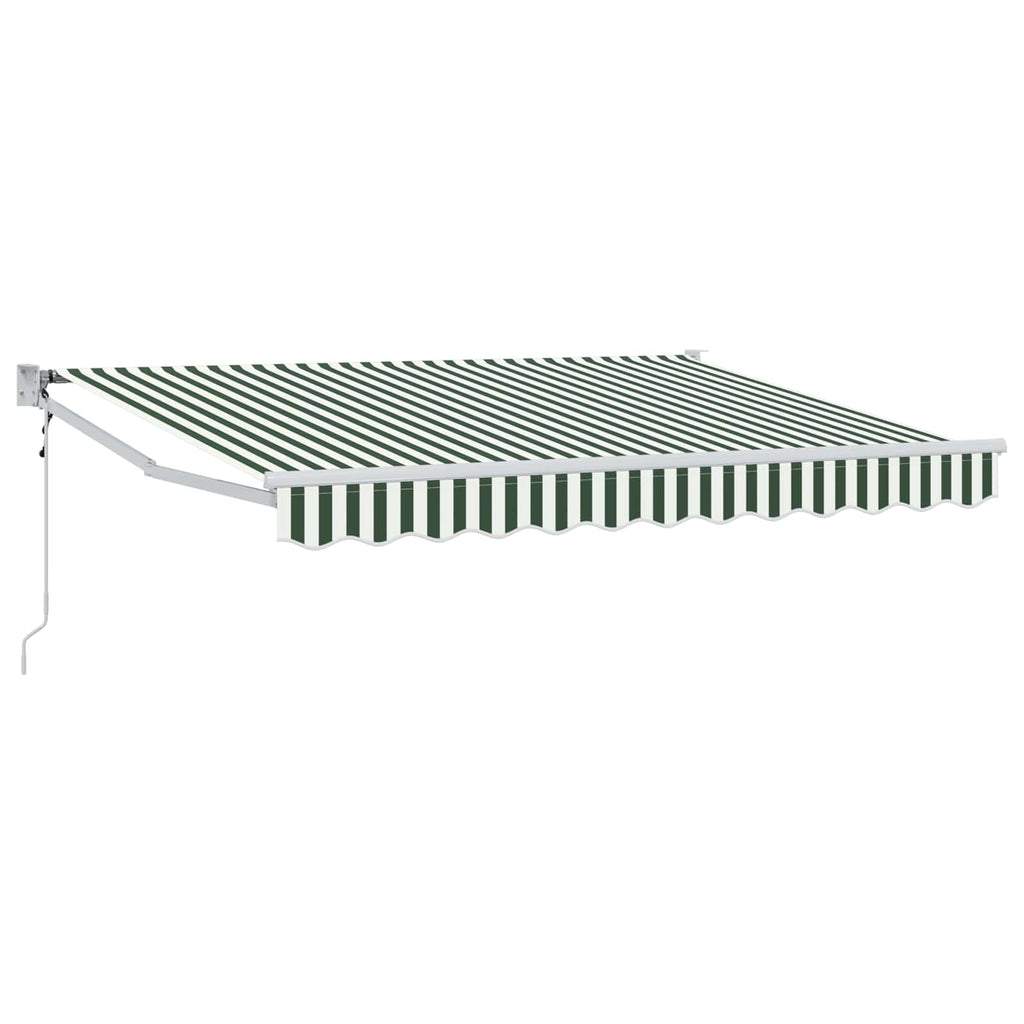 Markise Grün und Weiß 3,5 x 2 m Polyester und Metall