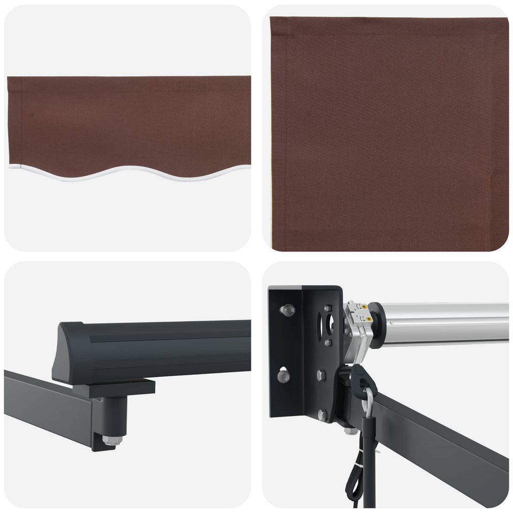Markise Braun 2,5 x 2 m Polyester und Metall