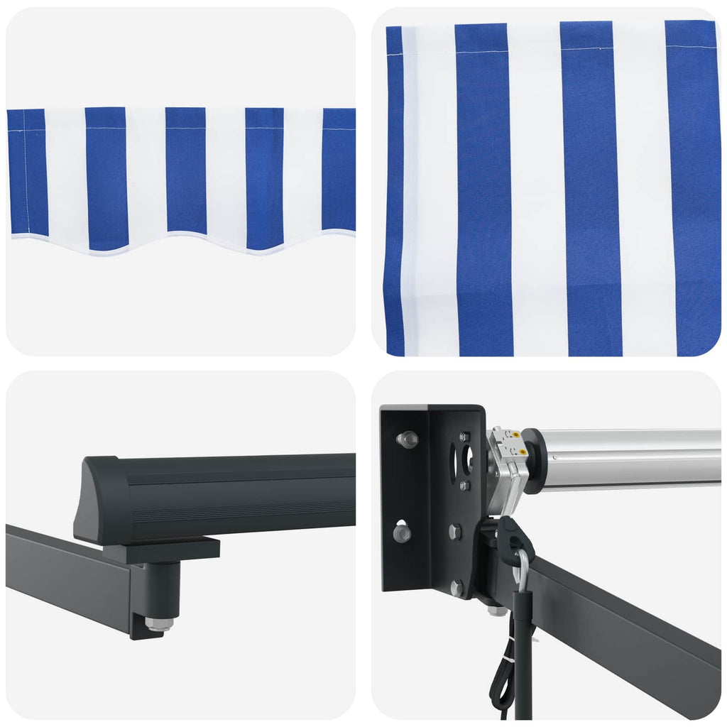 Markise Blau und Weiß 3 x 2 m Polyester und Metall