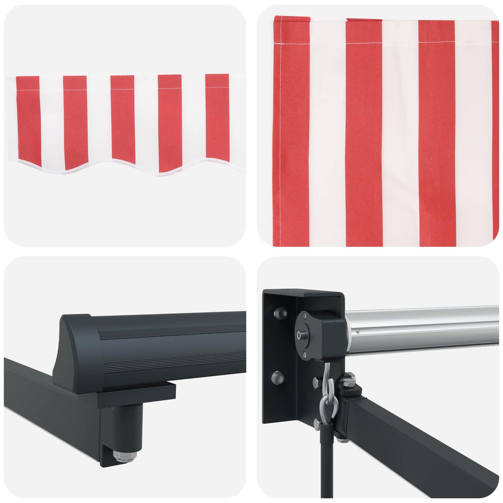 Manuelle Gelenkarmmarkise mit LEDs Rot, Weiß, Anthrazit 4 x 2 m