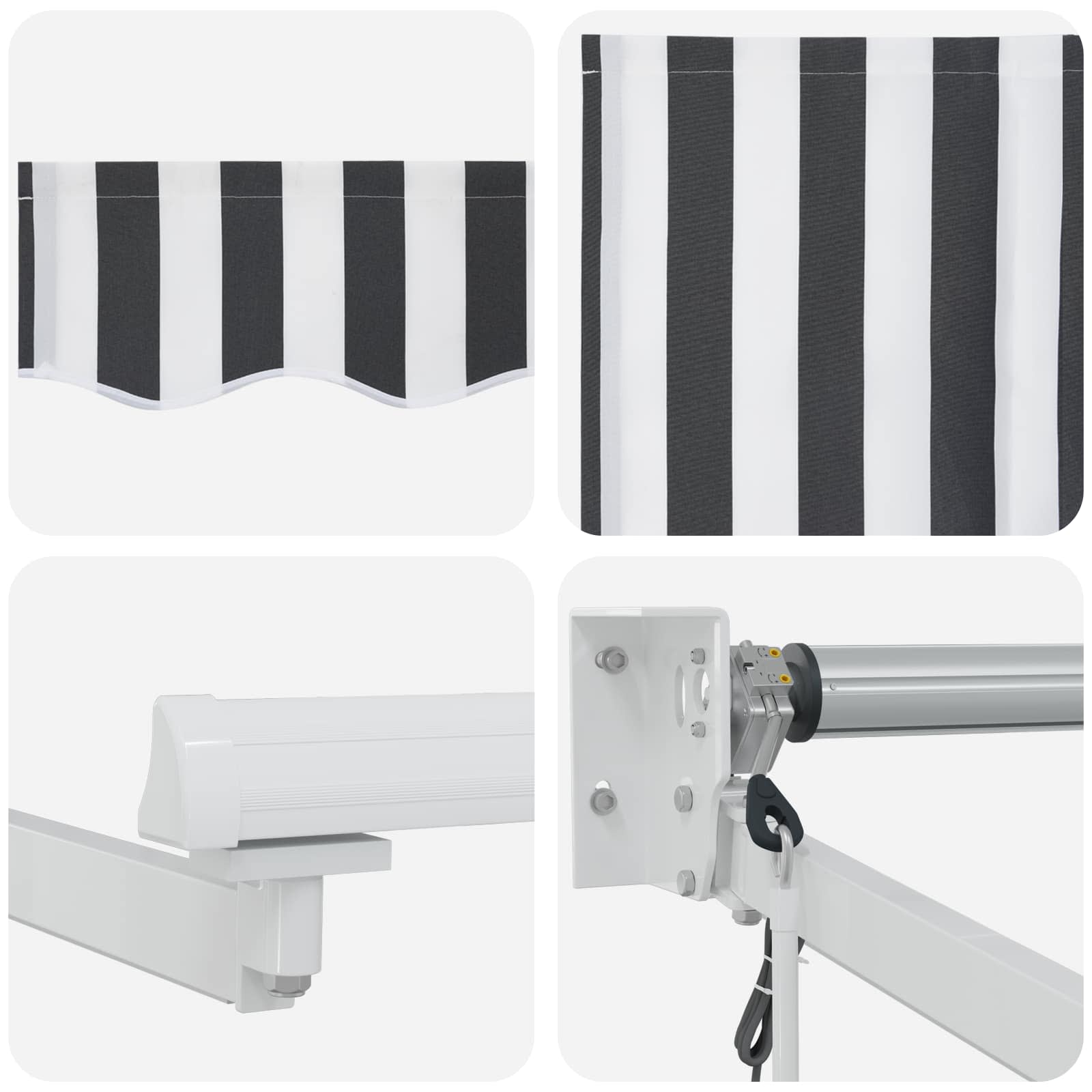 Elektrische ausziehbare Markise Anthrazit und Weiß 4,5 × 3 m