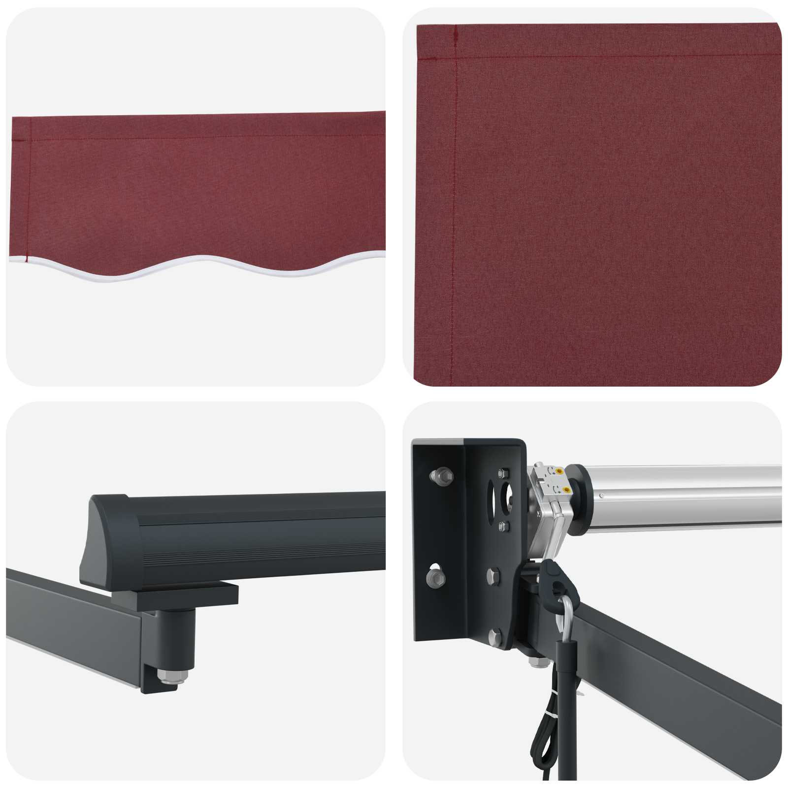 Elektrische ausziehbare Markise Bordeauxrot 4 x 2 m