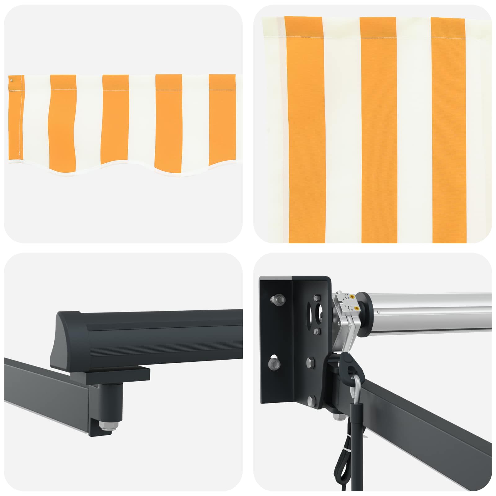 Elektrische ausziehbare Markise Orange und Weiß 4,5 × 3 m