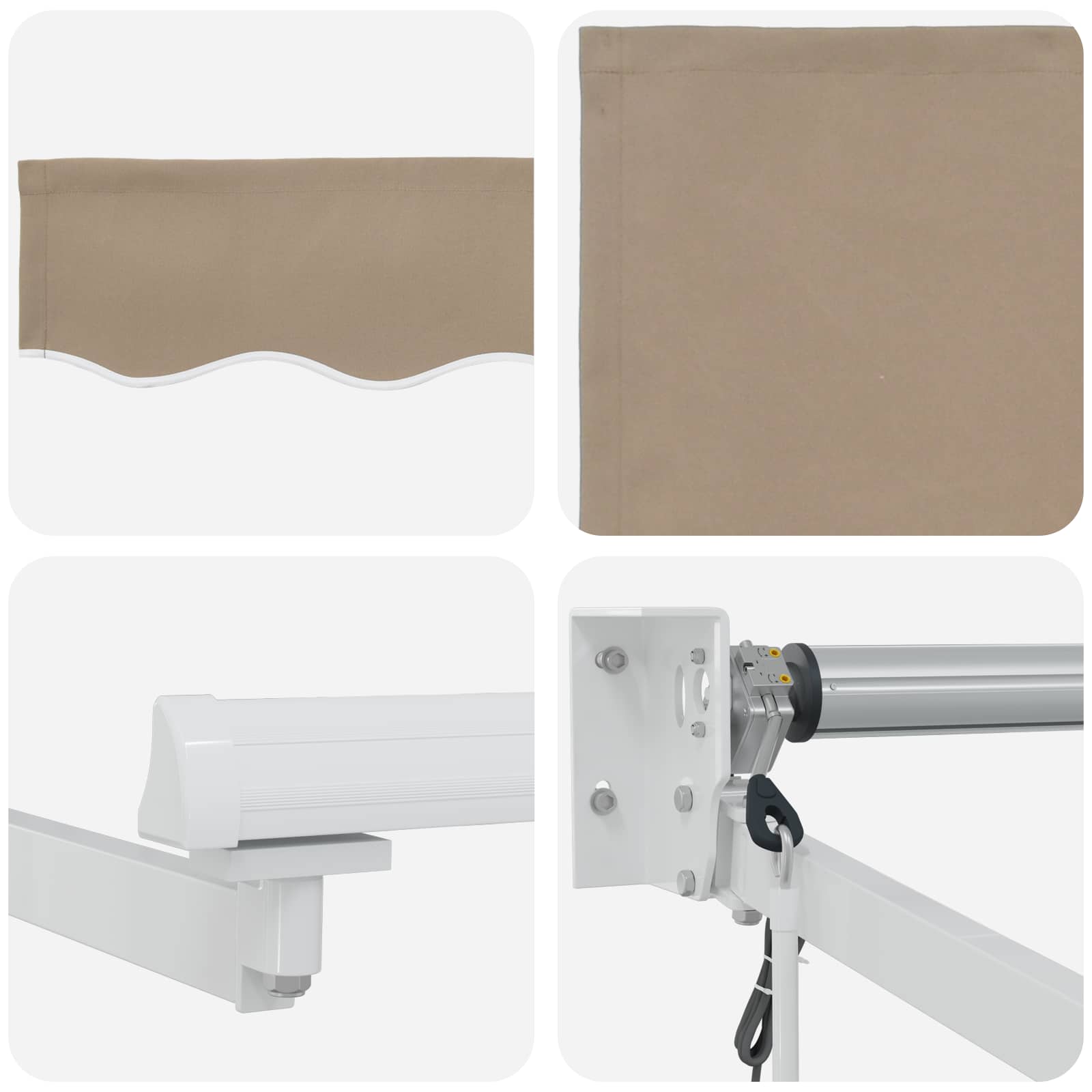Elektrische ausziehbare Markise Beige und Weiß 3 x 2,5 m