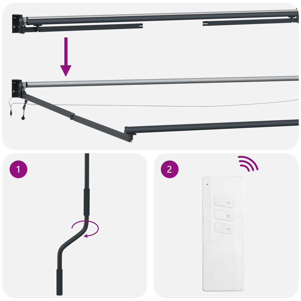 Elektrische ausziehbare Markise Burgunderrot, Anthrazit 4 x 3 m