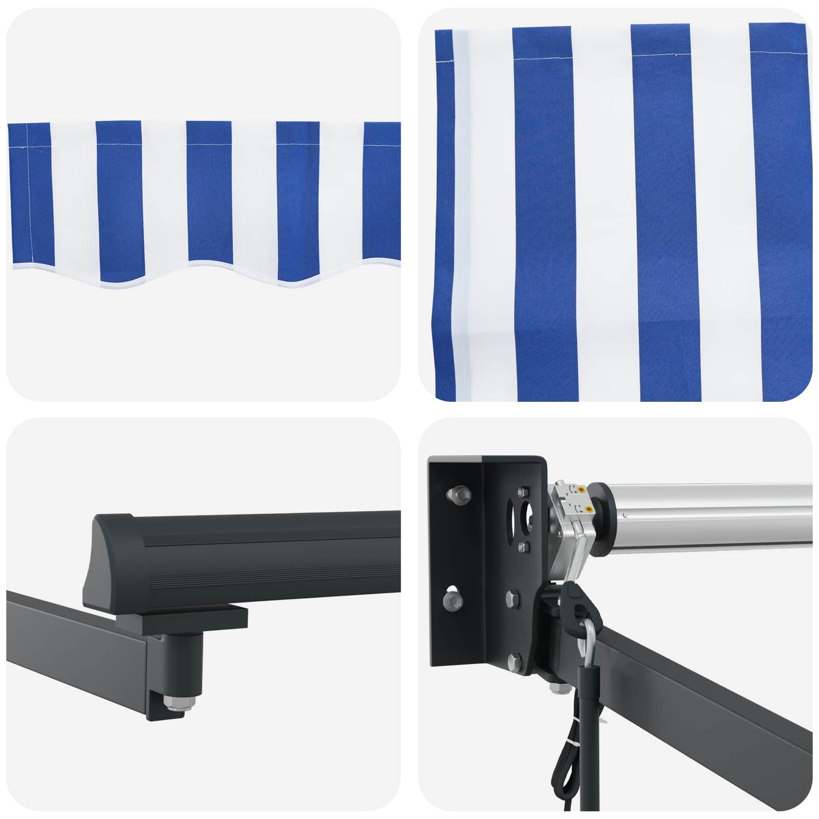 Elektrische ausziehbare Markise Blau, Weiß, Anthrazit 5 x 3 m