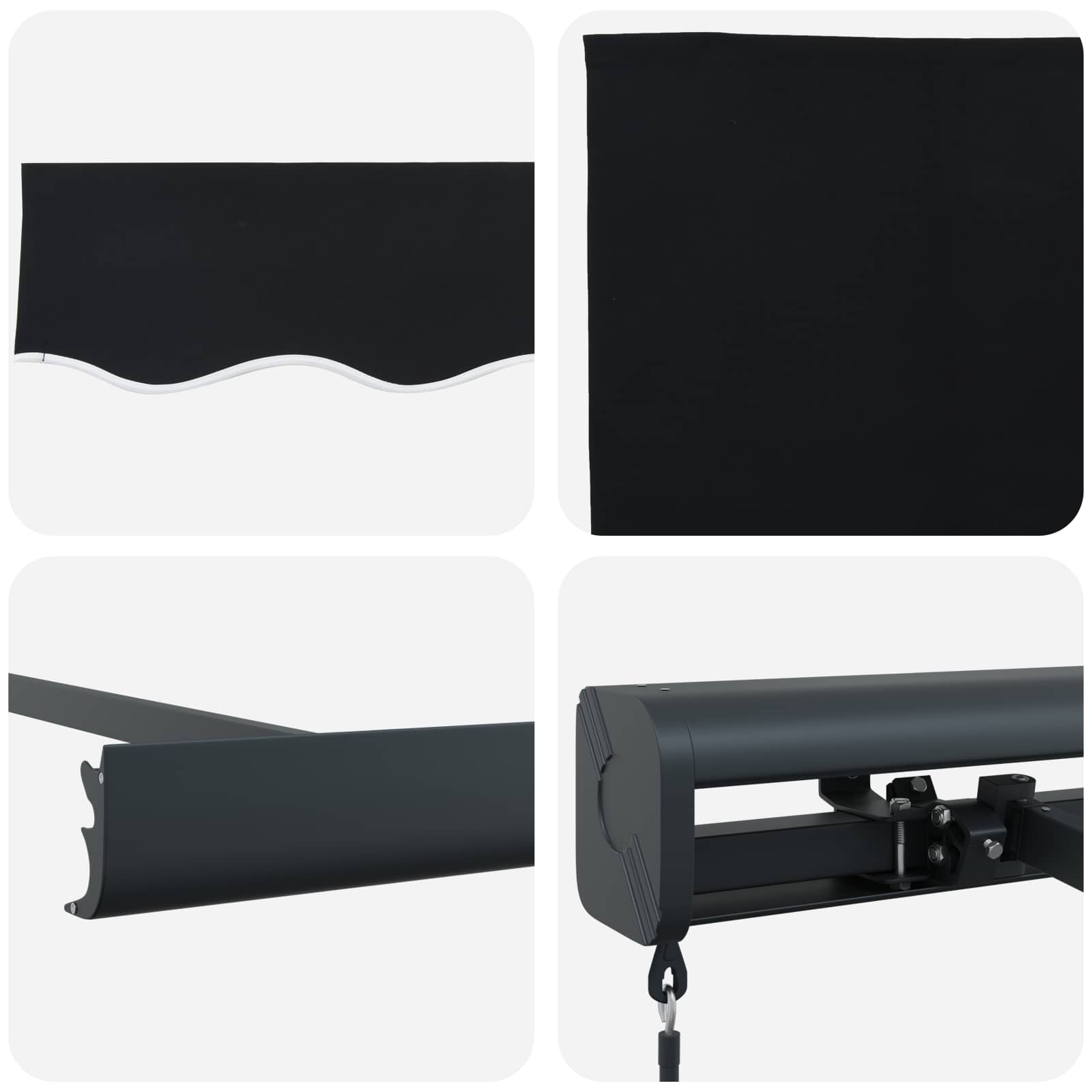 Ausziehbare Markise Schwarz 4 x 3 m Leinen und Aluminium