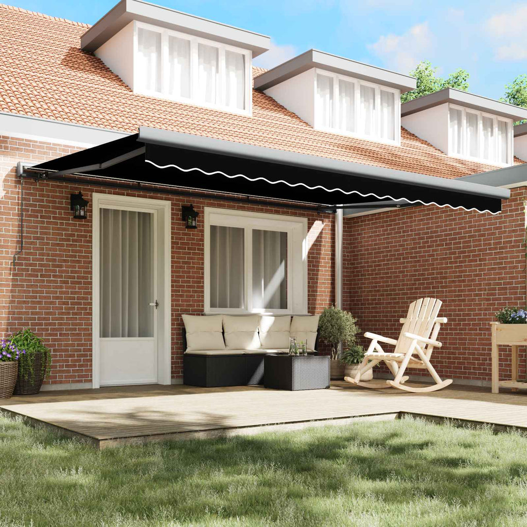 Ausziehbare Markise Schwarz 4 x 3 m Leinen und Aluminium