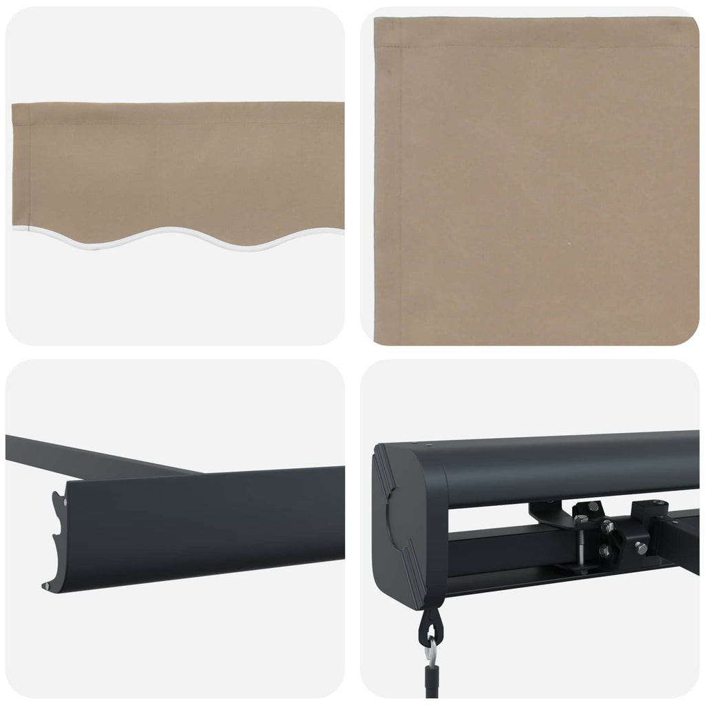 Ausziehbare Markise Beige 4 x 3 m Leinen und Aluminium