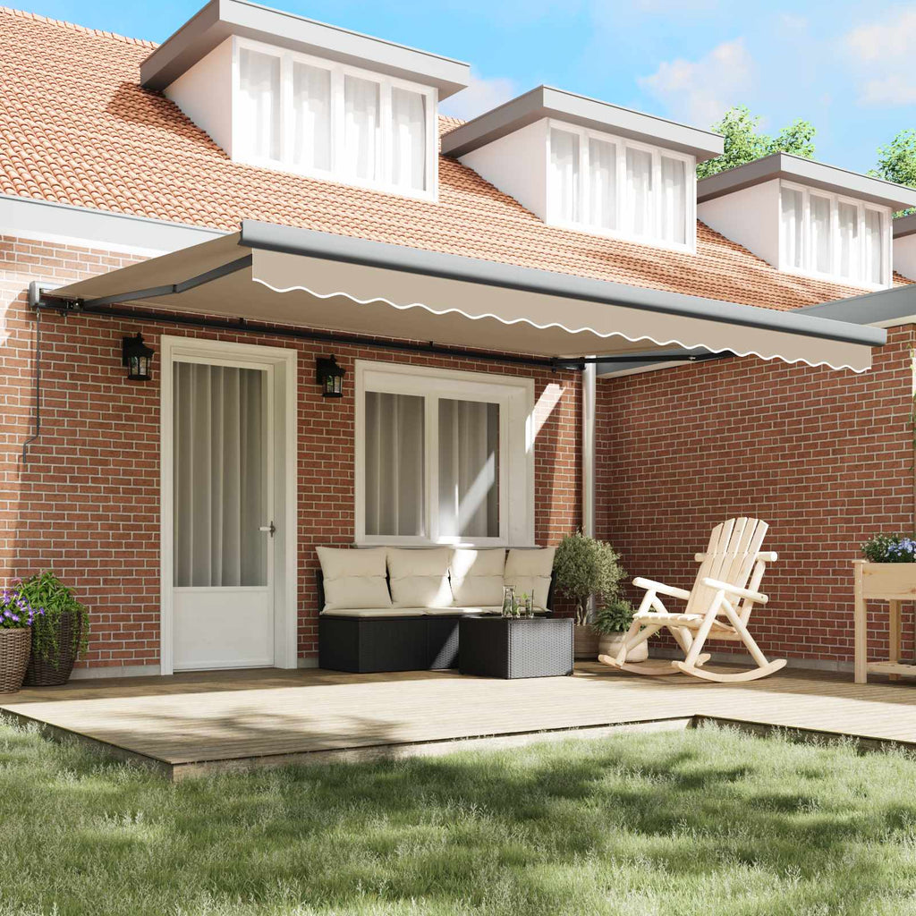 Ausziehbare Markise Beige 4 x 3 m Leinen und Aluminium