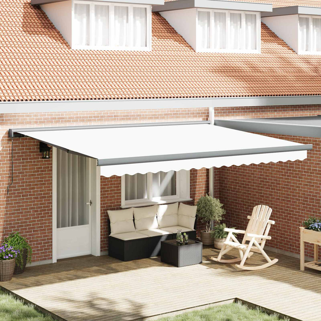 Ausziehbare Markise Weiß 4 x 3 m Leinen und Aluminium
