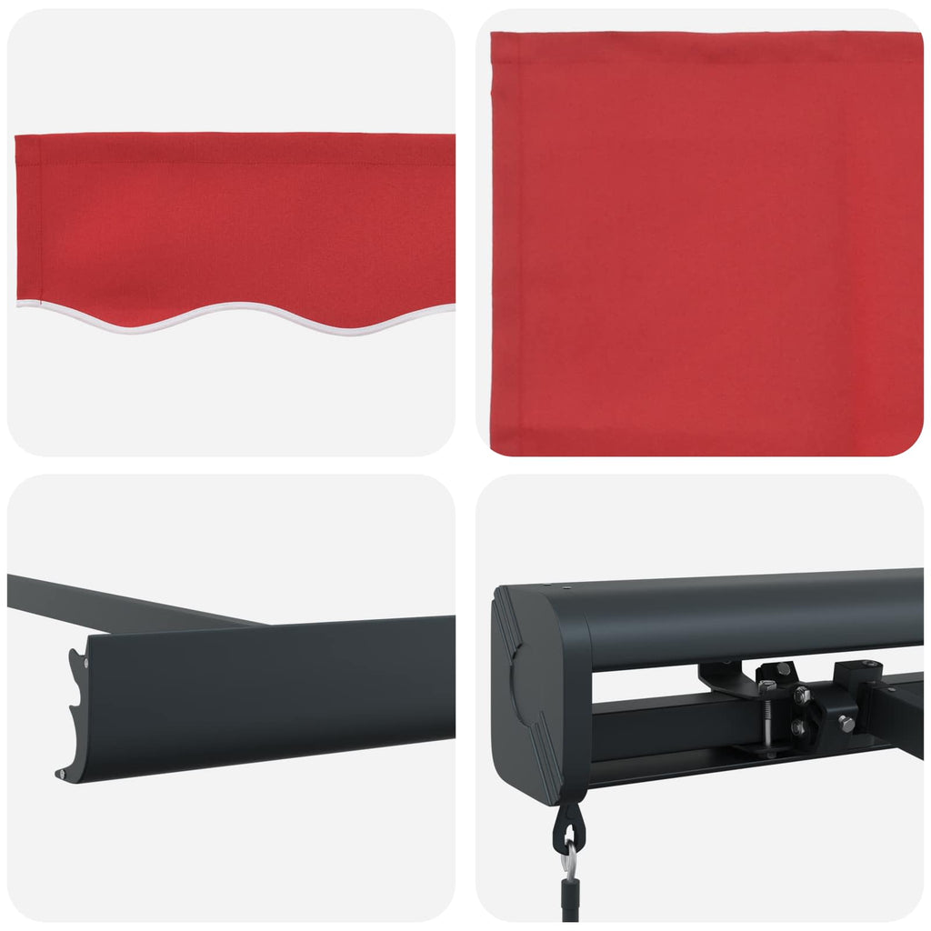 Ausziehbare Markise Rot 4 x 3 m Leinen und Aluminium