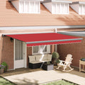 Ausziehbare Markise Rot 4 x 3 m Leinen und Aluminium
