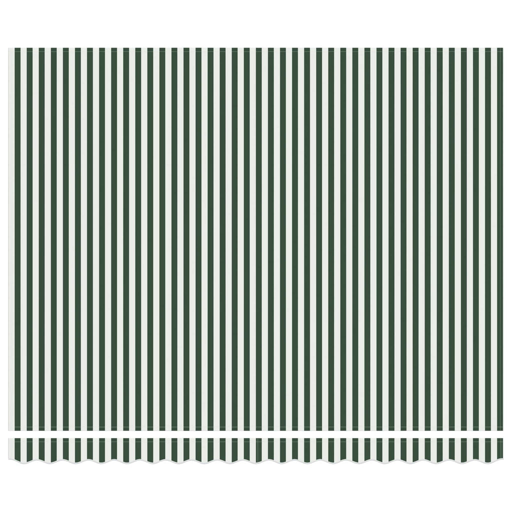 Ausziehbare Markise Grün und Weiß 4 x 3 m Leinen und Aluminium