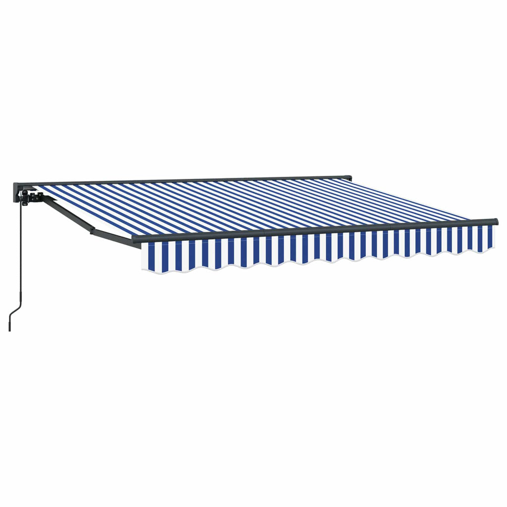 Manuell einziehbare Markise Blau und Weiß 3 x 2 m