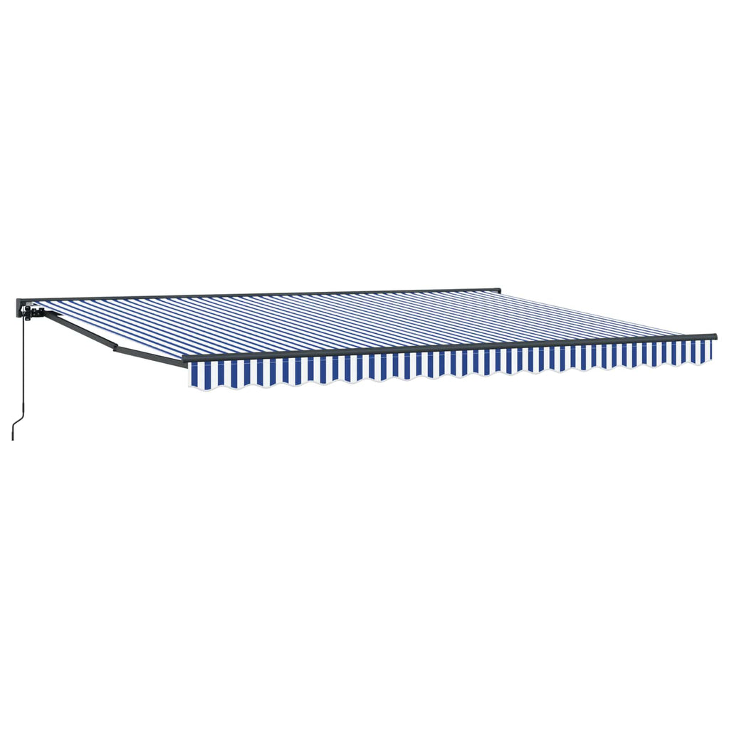 Manuell einziehbare Markise Blau und Weiß 4 x 2 m