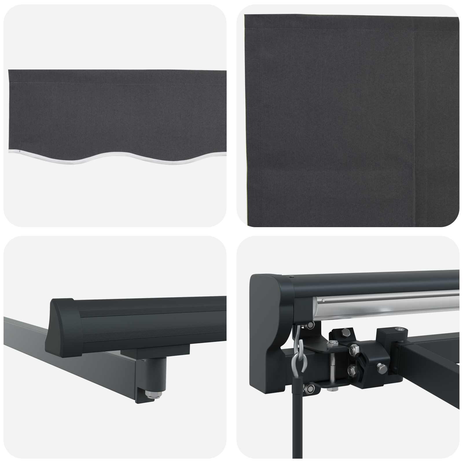 Manuell einziehbare Markise Anthrazit 4 x 2 m