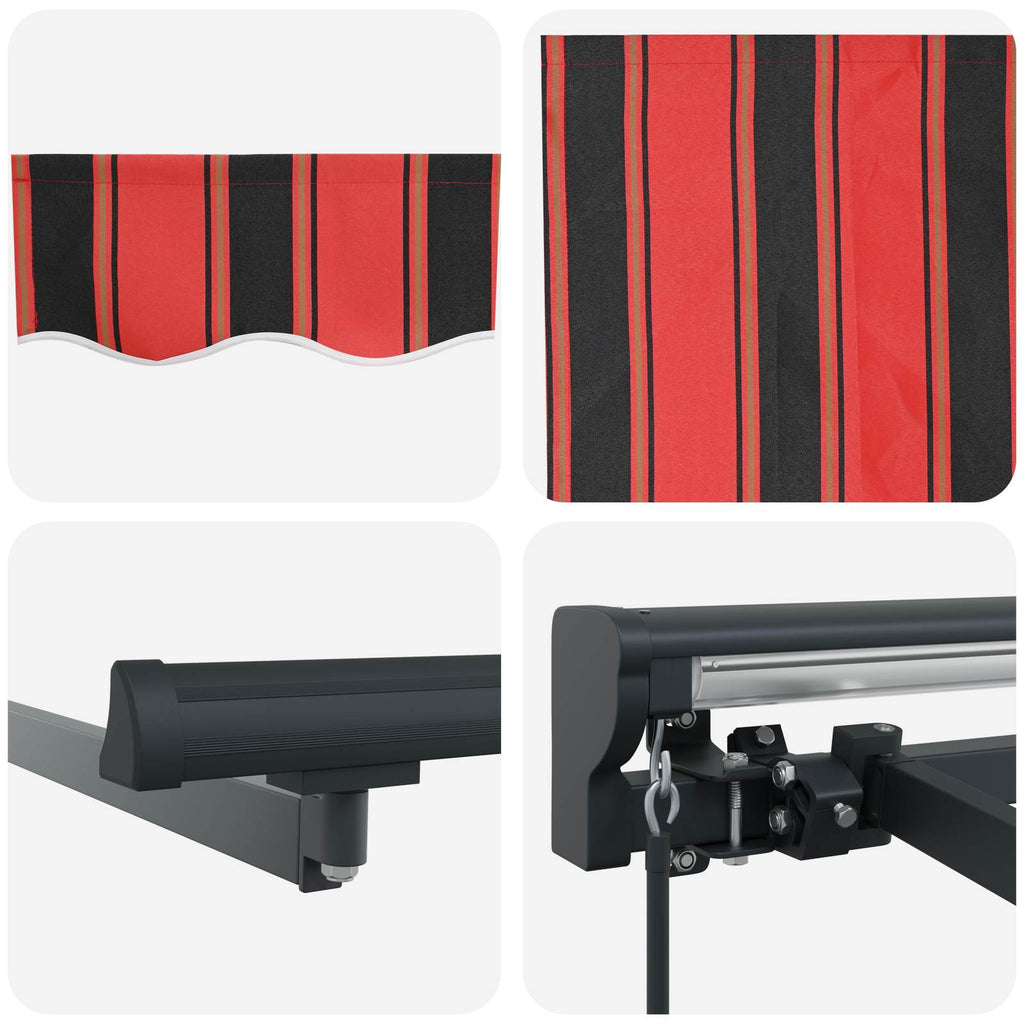 Manuell einziehbare Markise Orange, Schwarz und Gelb 4 × 3,5 m