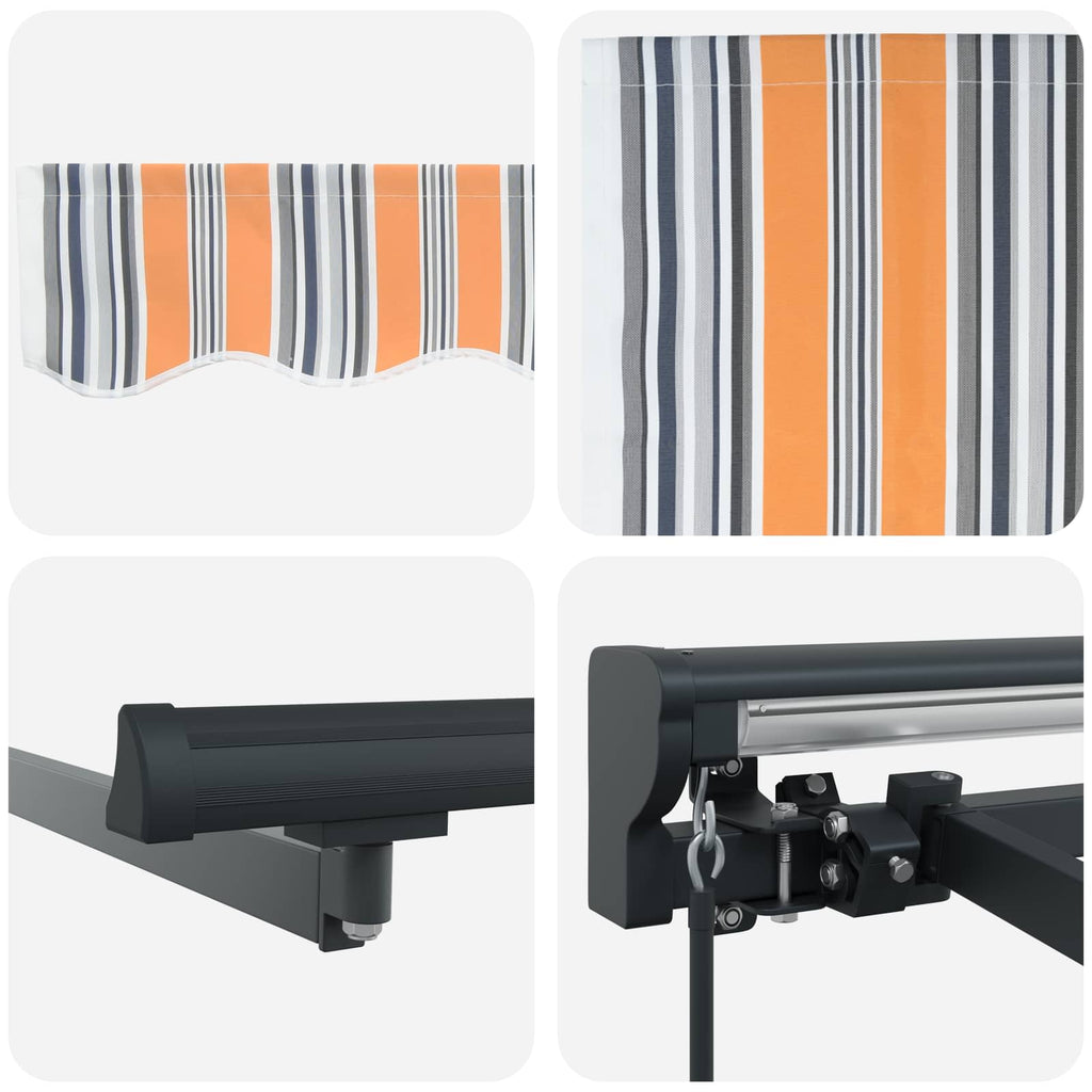 Manuell einziehbare Markise Orange, Grau, Blau, Weiß
