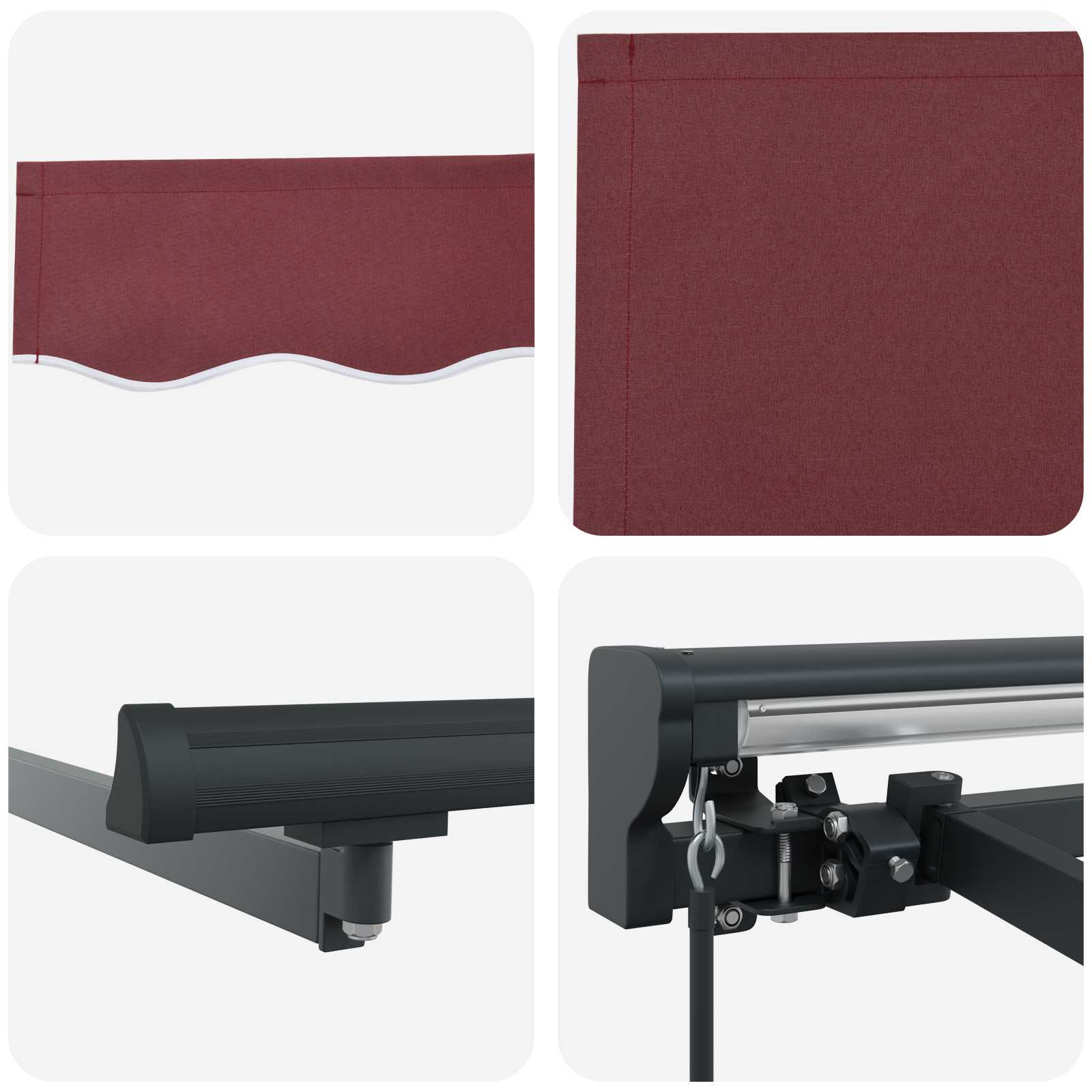 Manuell einziehbare Markise Bordeauxrot 5 x 3,5 m