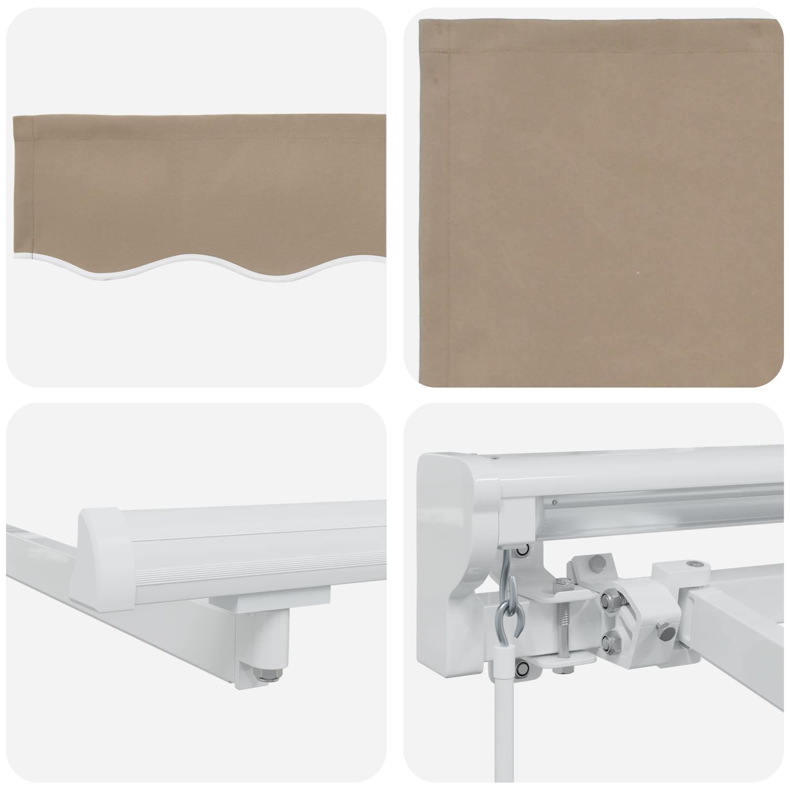 Manueller Markisenrahmen mit LEDs Beige und Weiß 2,5 x 2 m