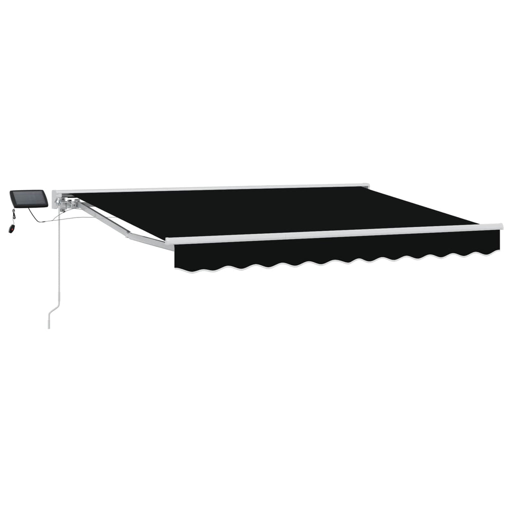 Manueller Markisenrahmen mit LEDs Schwarz und Weiß 3 x 2,5 m