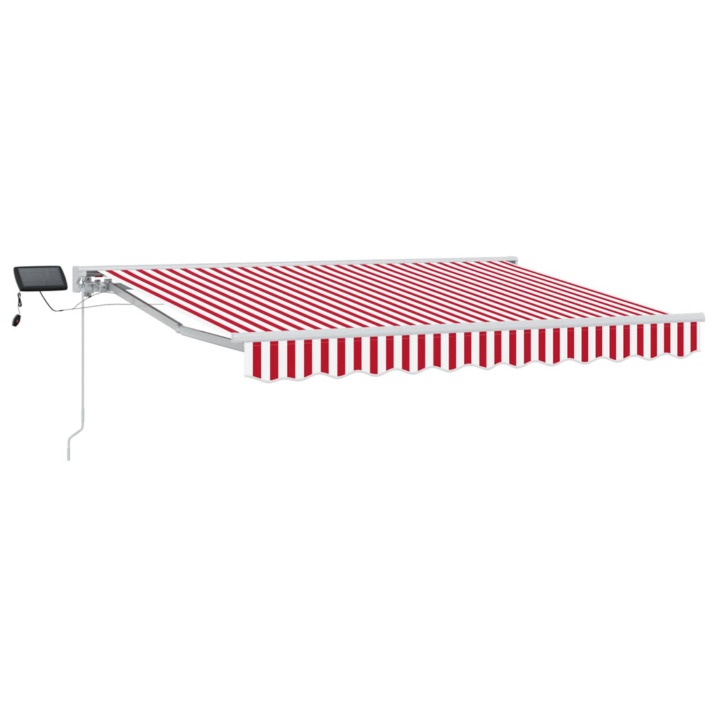 Manueller Markisenrahmen mit LEDs Rot und Weiß 3,5 x 2,5 m