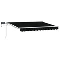 Manueller Markisenrahmen mit LEDs Schwarz und Weiß 3,5 x 2,5 m