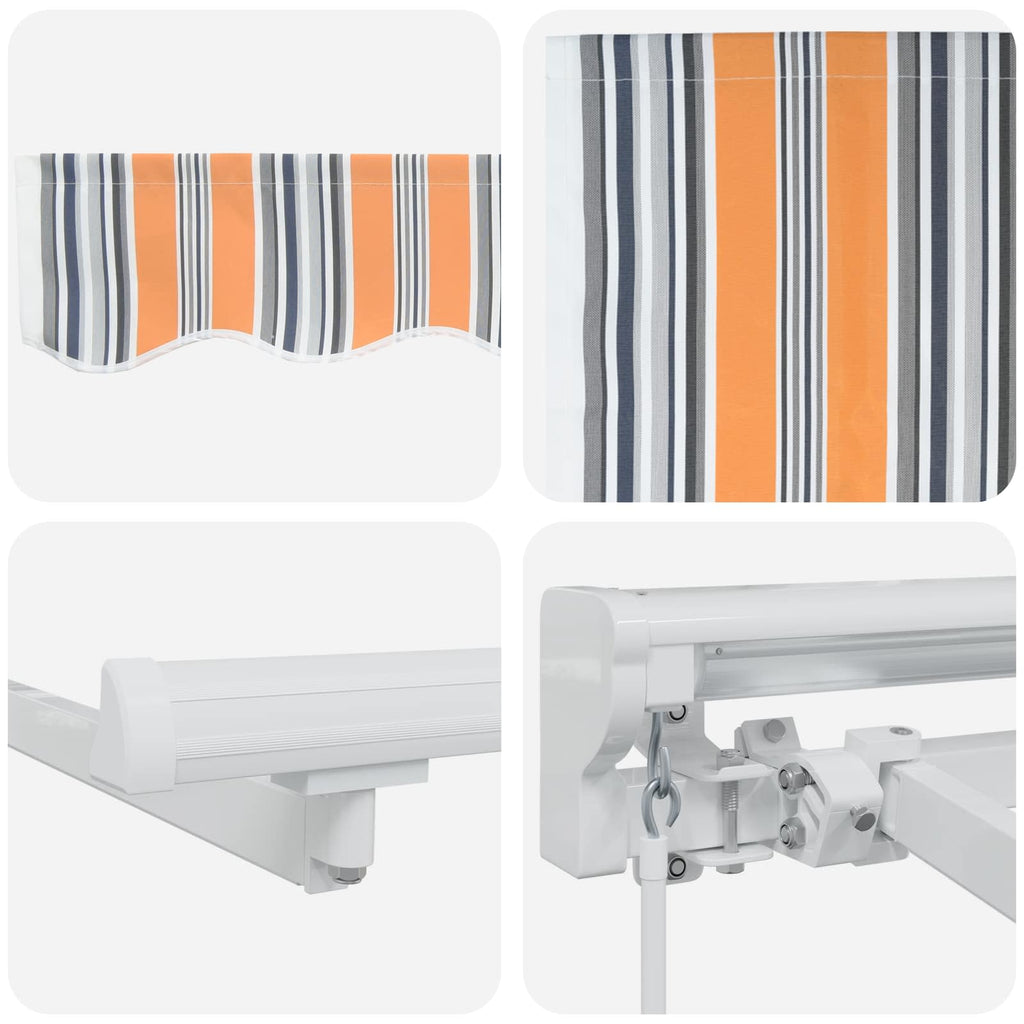 Manueller Markisenrahmen mit LEDs Blau, Orange, Weiß 4,5 × 3 m