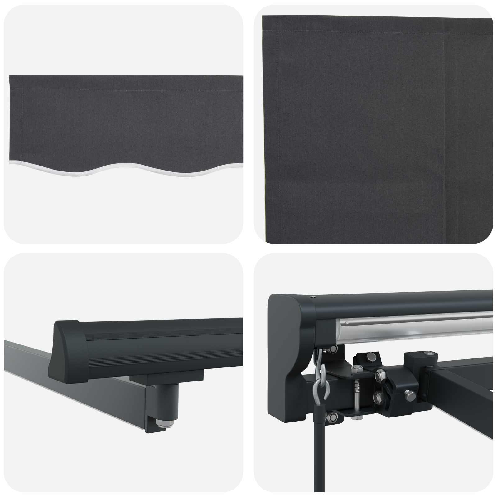 Manueller Markisenrahmen mit LEDs Anthrazit 3 x 2 m