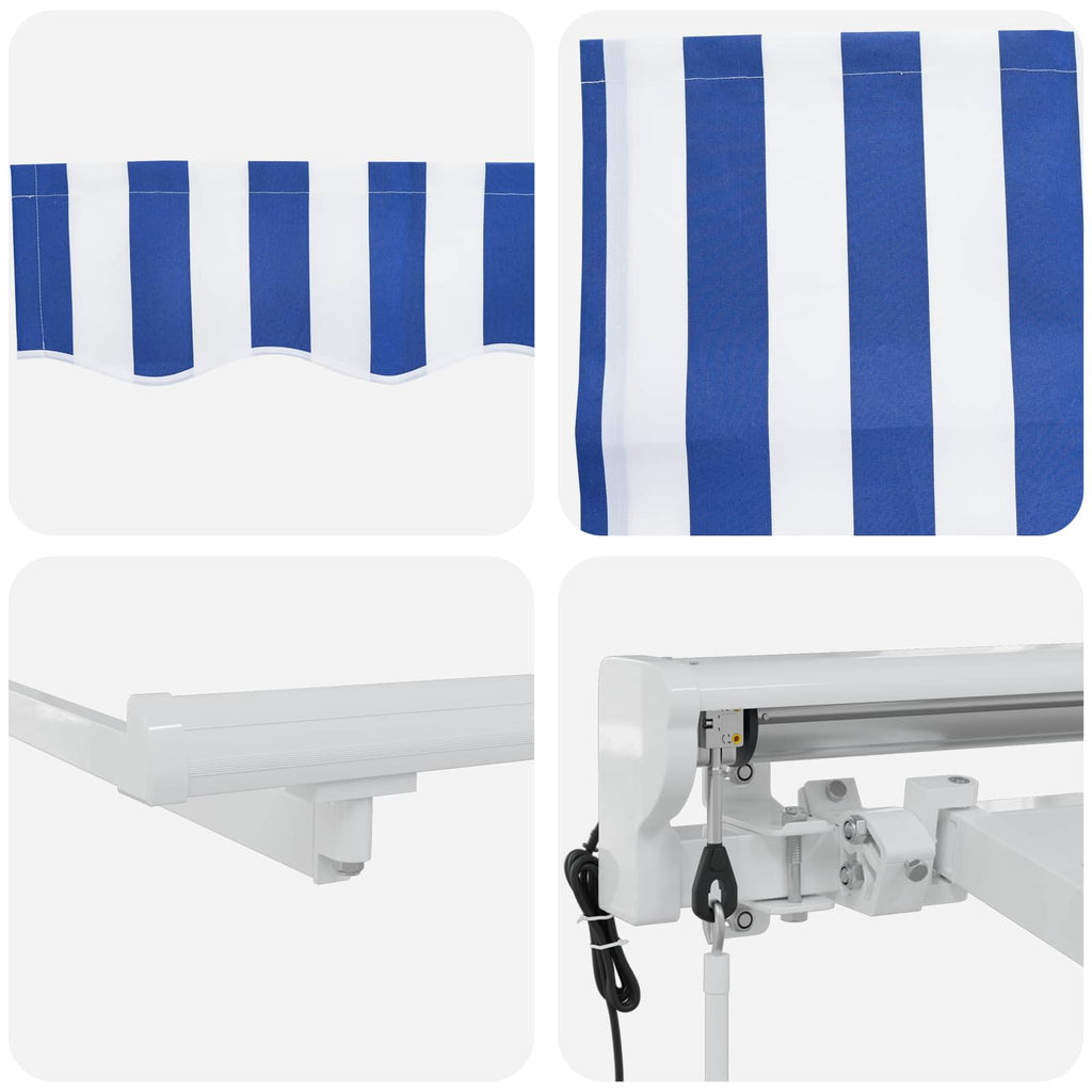 Elektrische ausziehbare Markise Blau und Weiß 3,5 x 2,5 m
