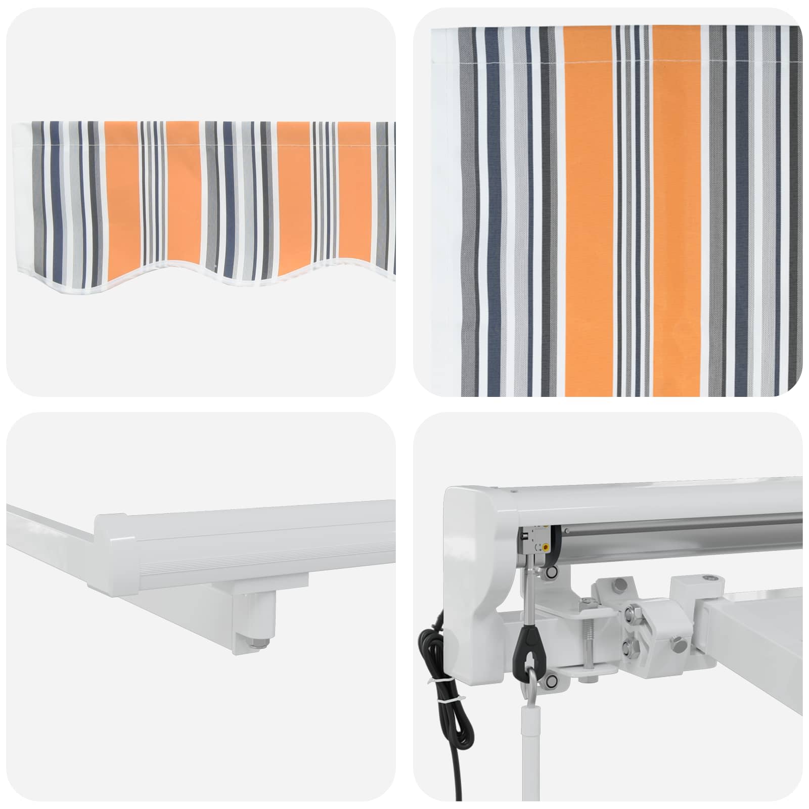 Elektrische ausziehbare Markise Blau, Orange, Weiß 4 × 3,5 m