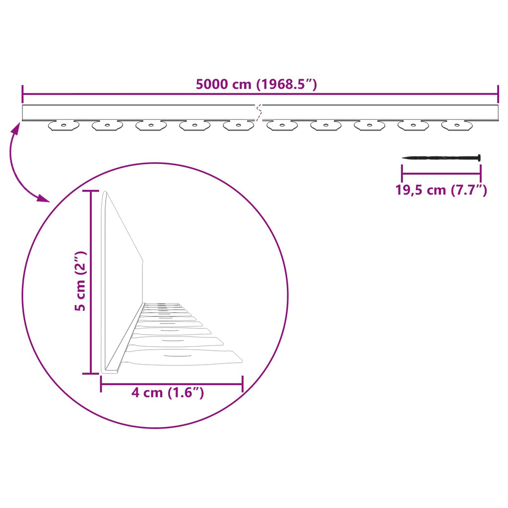 Rasenkanten Grün 5000 x 4 x 5 cm Kunststoff