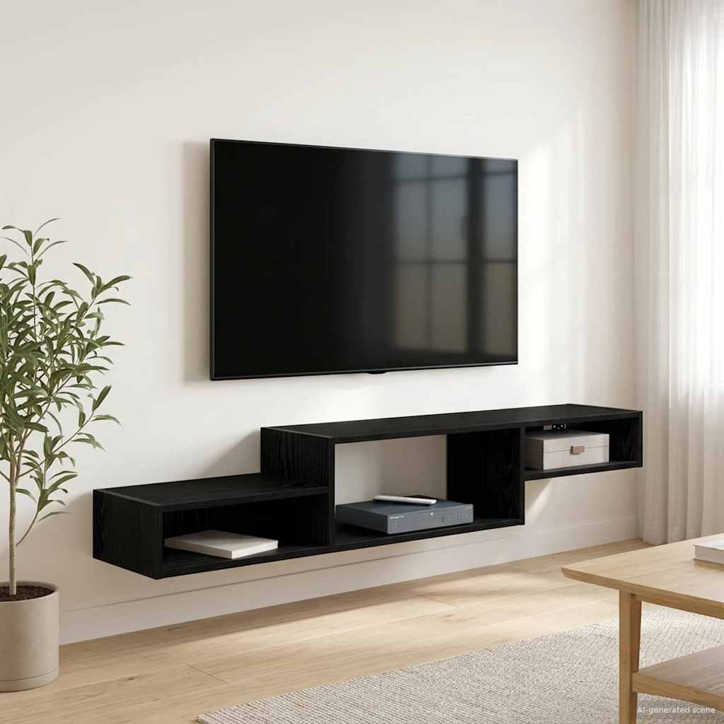Wandmontierter TV-Schrank Wandhalterung Schwarze Eiche