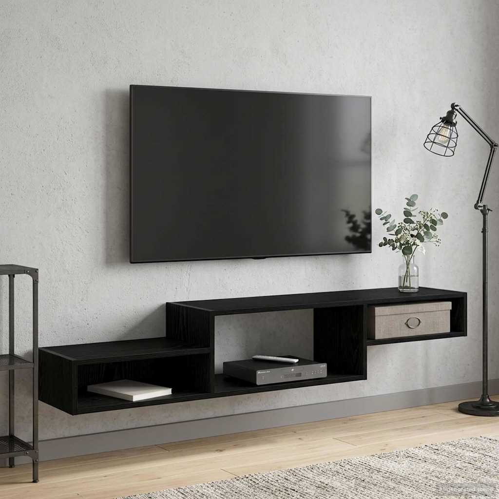 Wandmontierter TV-Schrank Wandhalterung Schwarze Eiche