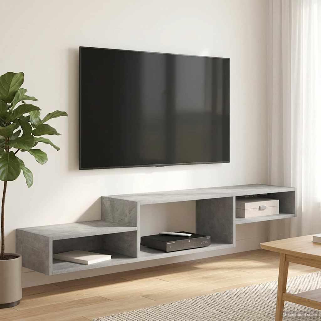 Wandmontierter TV-Schrank Wandhalterung Betongrau