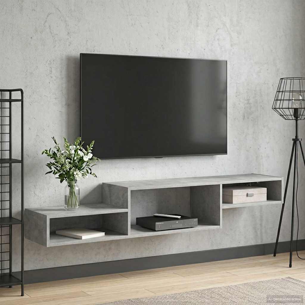 Wandmontierter TV-Schrank Wandhalterung Betongrau